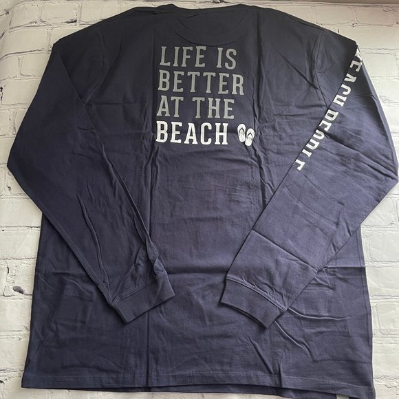 Pavilion We * People Unisex Long Sleeve Beach People Navy T-Shirt - Picture 2 of 7